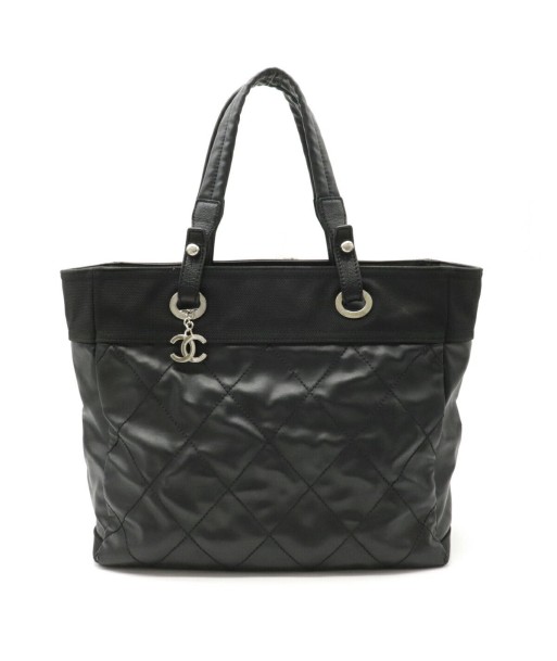 CHANEL Chanel Paris Biarritz Tote MM Bag Handbag Coated Canvas Black A34209 Par le système avancé 