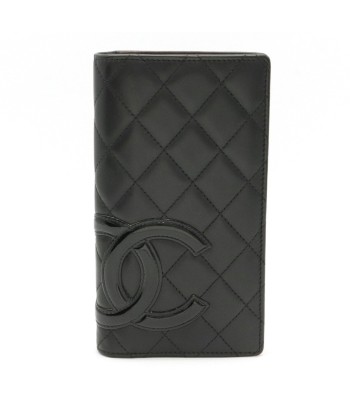 CHANEL Chanel Cambon Line Coco Mark Bi-Fold Wallet Leather Soft Calf Enamel Black Pink A26717 la colonne vertébrale