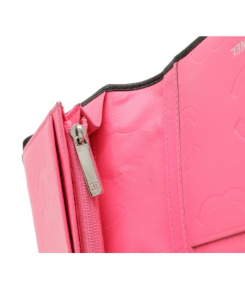 CHANEL Chanel Cambon Line Coco Mark Bi-Fold Wallet Leather Soft Calf Enamel Black Pink A26717 la colonne vertébrale