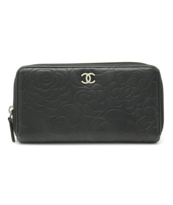 CHANEL Camellia Embossed Coco Mark Zip Round Purse Leather Black A50085 Paris Déstockage Promo