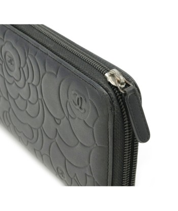 CHANEL Camellia Embossed Coco Mark Zip Round Purse Leather Black A50085 Paris Déstockage Promo