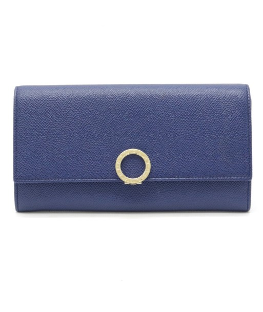 BVLGARI Bvlgari Clip Bi-Fold Wallet Calf Leather Blue Dalia 36317 à prix réduit toute l'année