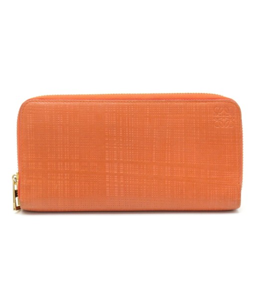 LOEWE Loewe linen mesh pattern round wallet embossed leather orange En savoir plus