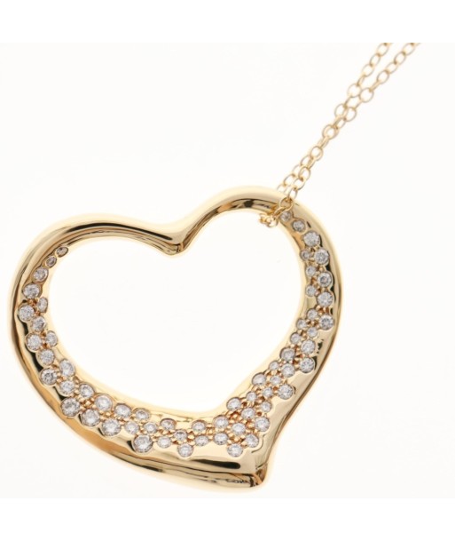 TIFFANY & Co. Tiffany Open Heart Large Elsa Peretti K18 Yellow Gold Diamond Womens Necklace S la livraison gratuite