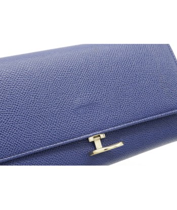 BVLGARI Bvlgari Clip Bi-Fold Wallet Calf Leather Blue Dalia 36317 à prix réduit toute l'année