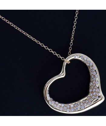 TIFFANY & Co. Tiffany Open Heart Large Elsa Peretti K18 Yellow Gold Diamond Womens Necklace S la livraison gratuite