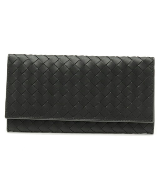 BOTTEGA VENETA Bottega Veneta Intrecciato Folded Long Wallet Leather Dark Gray 120697 pas cher