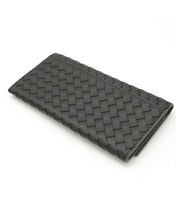 BOTTEGA VENETA Bottega Veneta Intrecciato Folded Long Wallet Leather Dark Gray 120697 pas cher