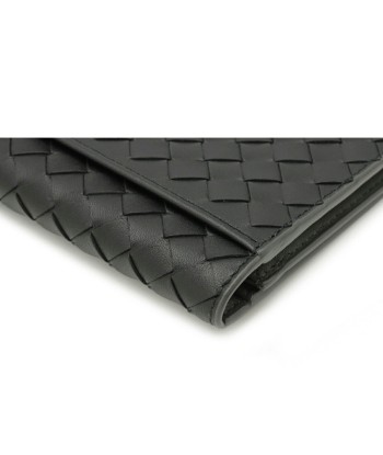 BOTTEGA VENETA Bottega Veneta Intrecciato Folded Long Wallet Leather Dark Gray 120697 pas cher