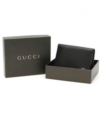 GUCCI Gucci Double G GG Card Case Pass Business Holder Leather Black paiement sécurisé