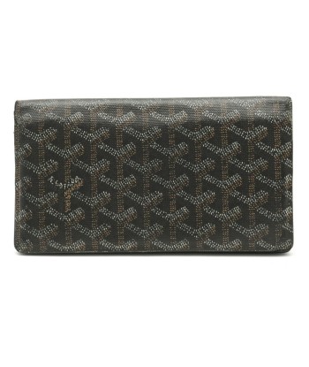 GOYARD Richelieu Herringbone Pattern Bi-Fold Wallet PVC Leather Black Brown White APM205 pas cher