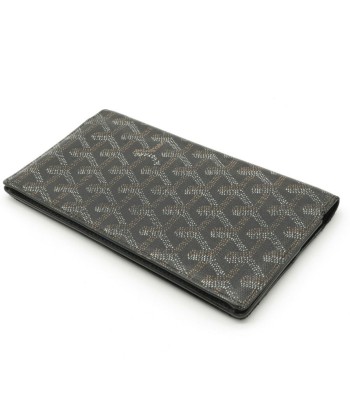 GOYARD Richelieu Herringbone Pattern Bi-Fold Wallet PVC Leather Black Brown White APM205 pas cher