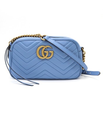 GUCCI Gucci GG Marmont Shoulder Bag Pochette Chain Quilted Leather Light Blue 447632 la livraison gratuite