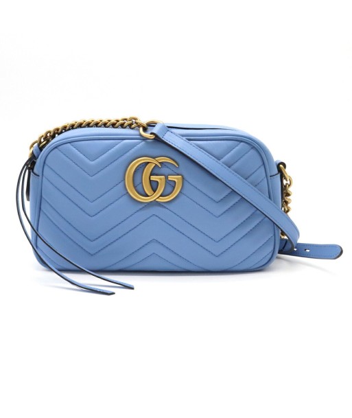 GUCCI Gucci GG Marmont Shoulder Bag Pochette Chain Quilted Leather Light Blue 447632 la livraison gratuite