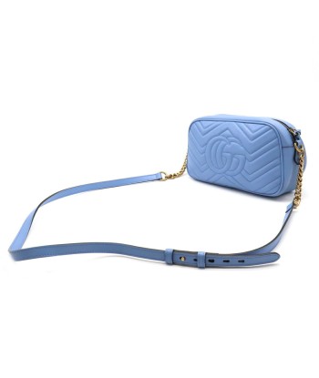 GUCCI Gucci GG Marmont Shoulder Bag Pochette Chain Quilted Leather Light Blue 447632 la livraison gratuite