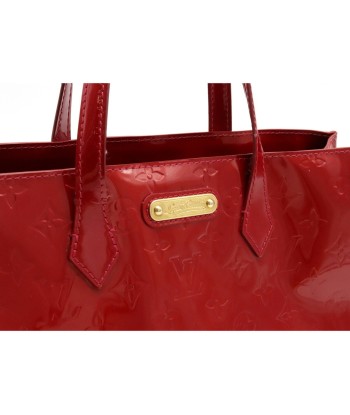 LOUIS VUITTON Monogram Verni Wilshire PM Handbag Tote Bag Enamel Calf Pom Damour Red M93642 pas cheres