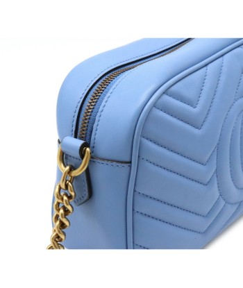 GUCCI Gucci GG Marmont Shoulder Bag Pochette Chain Quilted Leather Light Blue 447632 la livraison gratuite