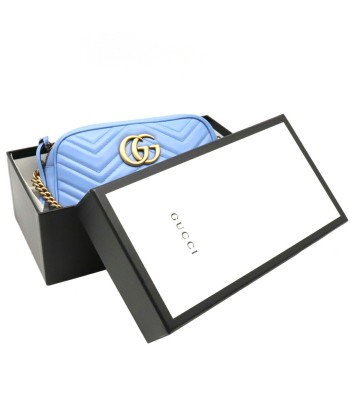 GUCCI Gucci GG Marmont Shoulder Bag Pochette Chain Quilted Leather Light Blue 447632 la livraison gratuite