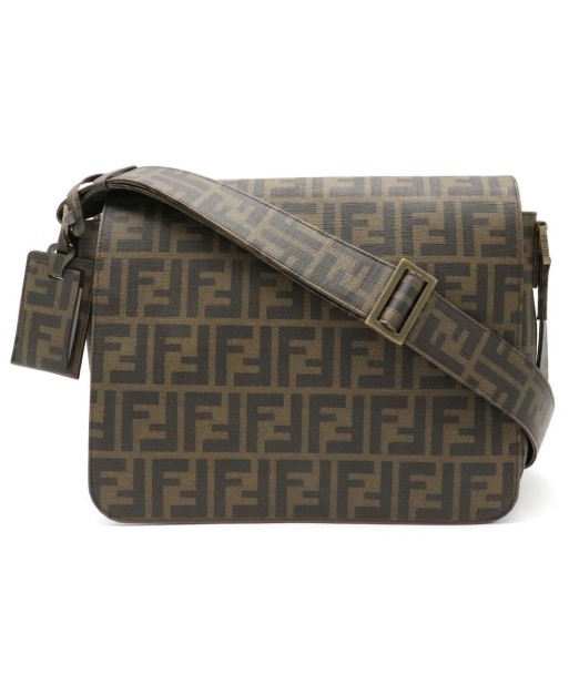 FENDI Fendi Zucca pattern shoulder bag PVC khaki brown dark 7VA258 le des métaux précieux