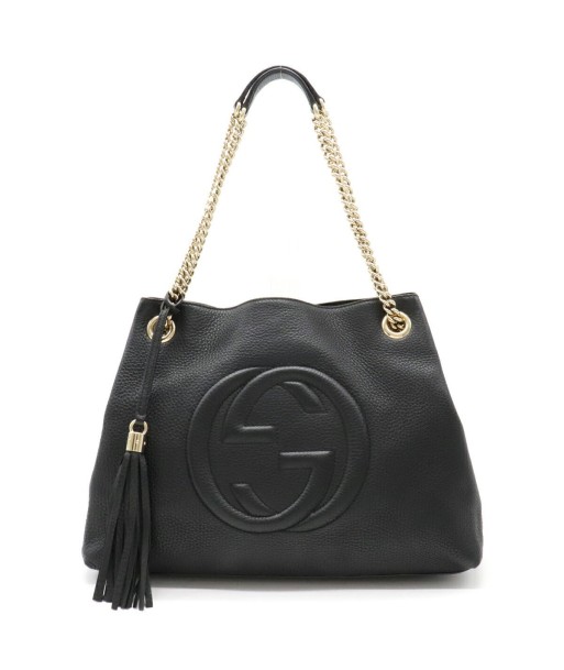 GUCCI Gucci Soho Interlocking G Chain Bag Shoulder Tote Leather Black 308982 rembourrage situé sous