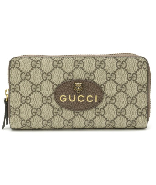 GUCCI Gucci Neo GG Supreme Zip Around Metal Cat Head Round Purse PVC Beige 473953 Venez acheter