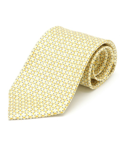 BVLGARI Bvlgari Seven Fold Necktie 100% Silk Cream Yellow acheter en ligne