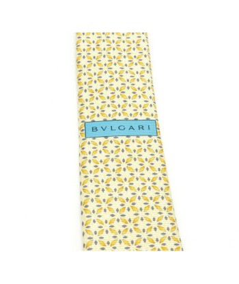 BVLGARI Bvlgari Seven Fold Necktie 100% Silk Cream Yellow acheter en ligne