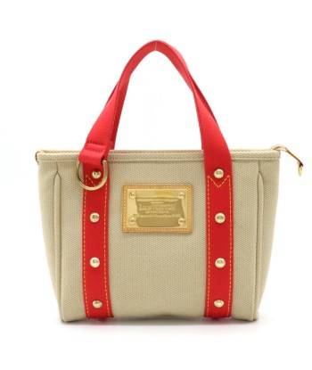 LOUIS VUITTON Louis Vuitton Antigua Cover PM Handbag Tote Bag Canvas Beige Rouge Red M40038 pas cher chine