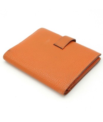 HERMES Hermes Bean Folded Wallet Goat Orange  H Engraved Voir les baskets