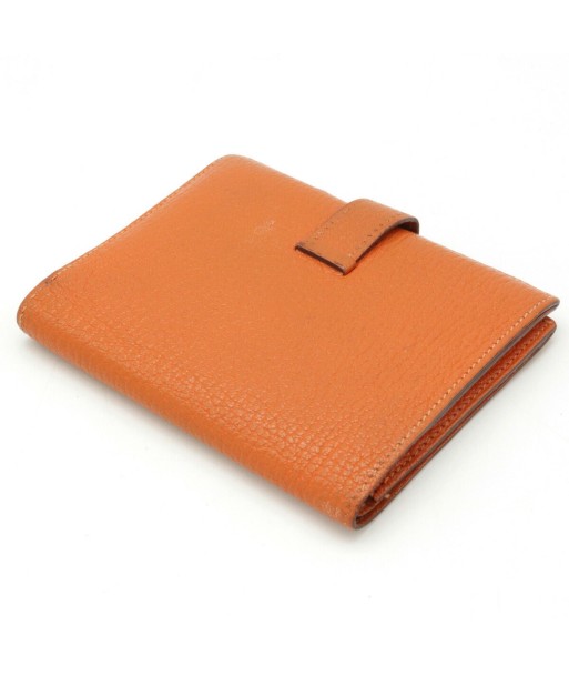 HERMES Hermes Bean Folded Wallet Goat Orange  H Engraved Voir les baskets