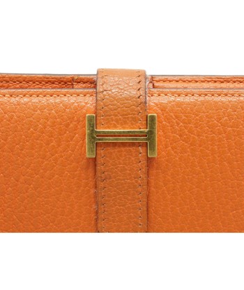 HERMES Hermes Bean Folded Wallet Goat Orange  H Engraved Voir les baskets