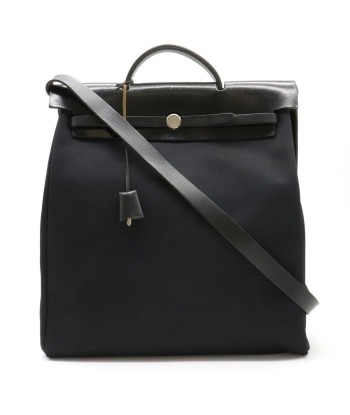 HERMES Hermes Ale Bag MM Handbag Shoulder Toile Officier Leather Calf Black  D Engraved l'évolution des habitudes 