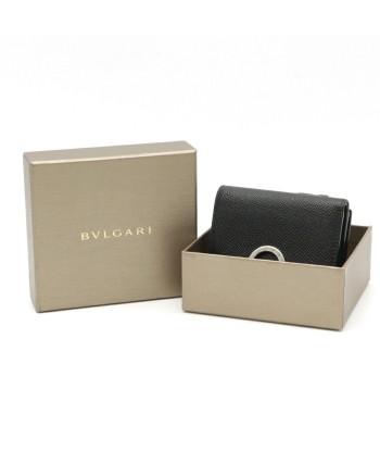 BVLGARI Bvlgari Tri-Fold Wallet Grain Leather Black 289991 Pour