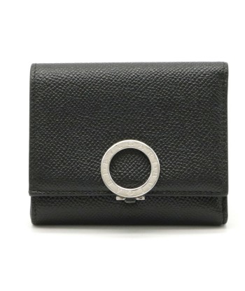 BVLGARI Bvlgari Tri-Fold Wallet Grain Leather Black 289991 Pour