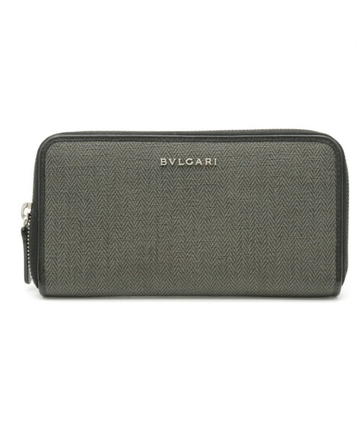 BVLGARI Bvlgari Weekend Round Purse PVC Leather Dark Gray Black 32587 en ligne