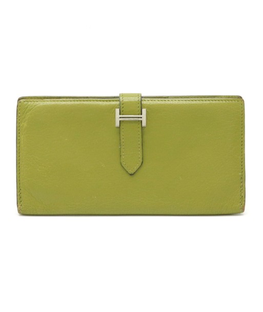 HERMES Hermes Bearn Classic Long Bi-Fold Wallet Goat Leather Green  I Engraved le concept de la Pate a emporter 