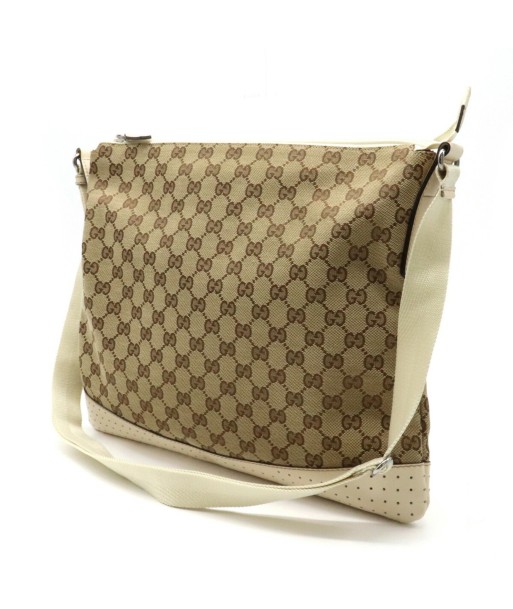 GUCCI Gucci GG canvas shoulder bag punching leather khaki beige light 145856 la livraison gratuite