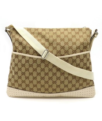 GUCCI Gucci GG canvas shoulder bag punching leather khaki beige light 145856 la livraison gratuite