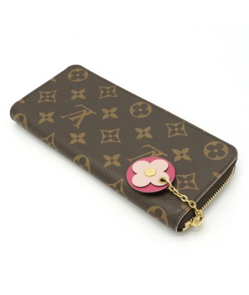 LOUIS VUITTON Monogram Portofeuil Clemence Round Purse Hot Pink Flower M64201 les ctes