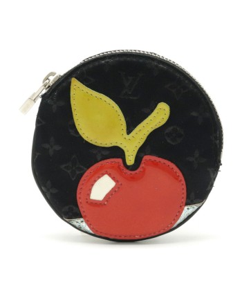 LOUIS VUITTON Monogram Satin Comte Dufe Coin Purse Apple Motif Black M92272 à prix réduit toute l'année