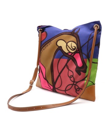 HERMES Hermes Silky City PM Shoulder Bag Silk Vovalenia Leather Multicolor Brown hantent personnes