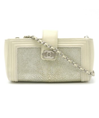 CHANEL Boy Chanel Coco Mark Chain Leather Garusha Silver White Comparez et commandez 