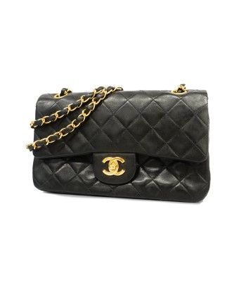 Auth Chanel Shoulder Bag Matrasse W Flap W Chain Lambskin Black Gold Metal votre