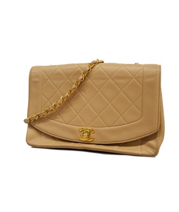 Auth Chanel Matelasse Diana Flap Single Chain Womens Leather Shoulder Bag Beige de technologie