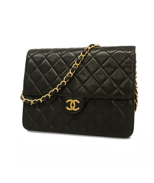 Auth Chanel Matelasse Single Chain Womens Leather Shoulder Bag Black 2024