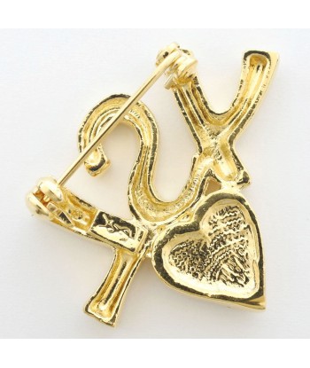 YVES SAINT LAURENT Heart Gold Plated Rhinestone Womens Brooch acheter