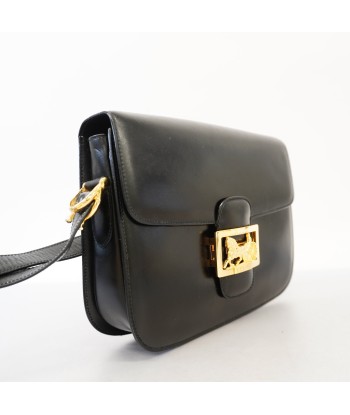 Auth Celine Shoulder Bag Carriage Metal Fittings Leather Black Gold Metal pas cher chine