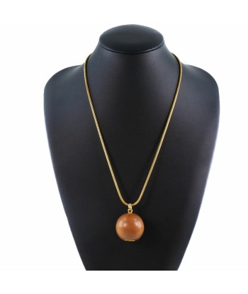 HERMES Hermes Woodball Gold Plating Brown Womens Necklace 2024