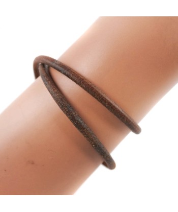 HERMES Jumbo Breath Leather Gold Plated Brown Womens Bracelet à prix réduit toute l'année