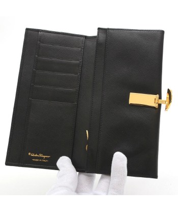 Salvatore Ferragamo Gancini Leather Long Wallet (bi-fold) Black JUSQU'A -70%! 